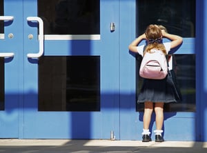 New student at school door.